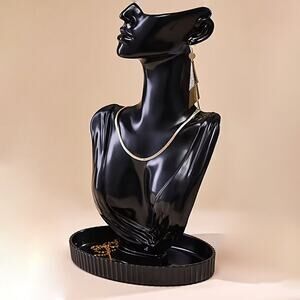 LARGE Female Mannequin Jewelry Necklace & Earring Holder Display Bust - Black